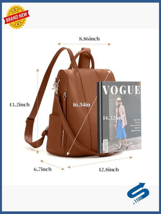 Genuine Leather Backpack Purse Large Capacity Anti-theft Convertible Shoulder main image 5